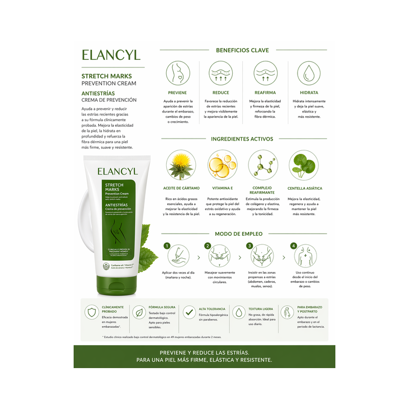 Elancyl Antiestrías Crema Prevención 200 ml | Crema corporal antiestrías