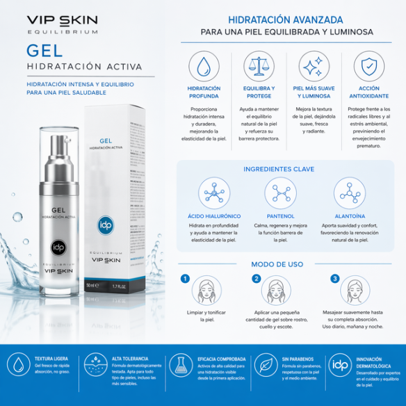 IDP VIP SKIN Gel hidratacion activa