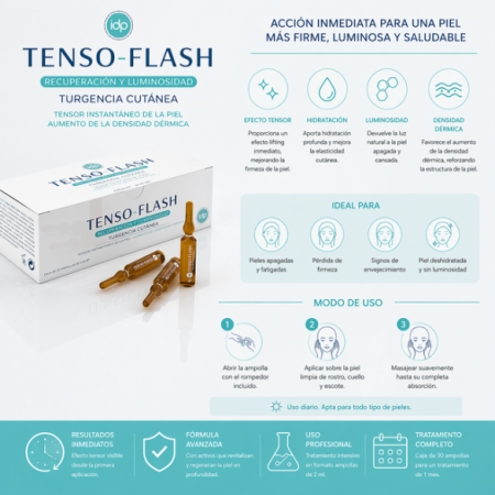 IDP VIP skin tenso flash ampollas efecto tensor firmeza glow luminosidad tratamiento facial 2