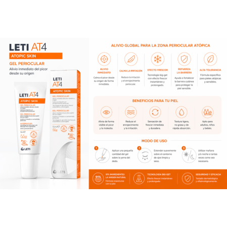 Leti AT4 gel periocular contorno ojos atopia hidratante calmante sensibilidad 2