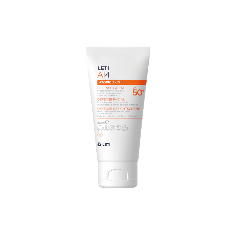 Leti AT4 defense facial spf50 protector solar piel atopica hidratante sensible