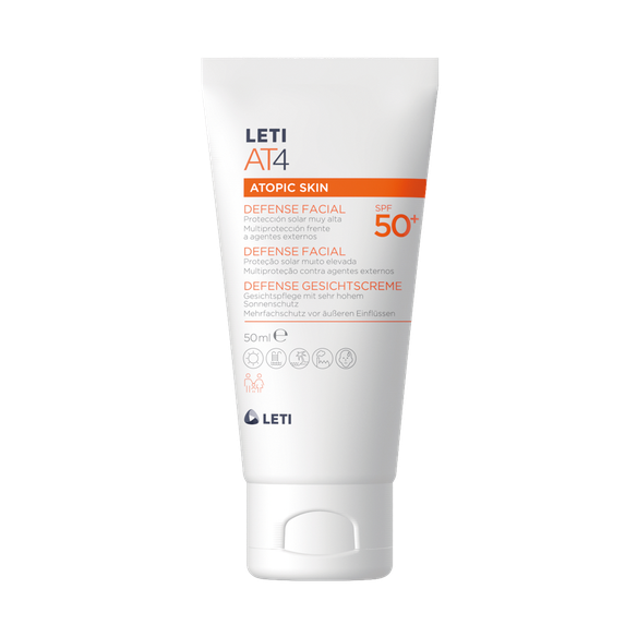 Leti AT4 defense facial spf50 protector solar piel atopica hidratante sensible