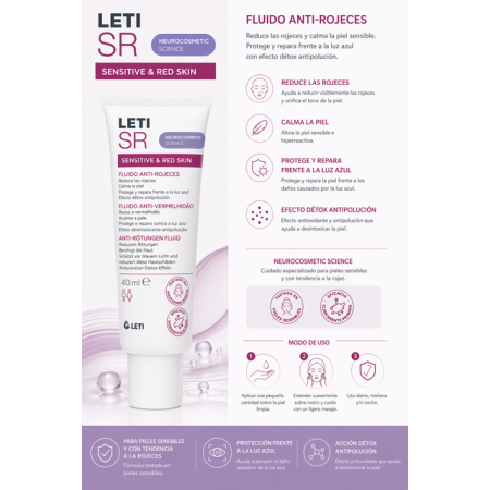 LetiSR crema antirojeces SPF30 piel sensible rosacea proteccion solar facial 2