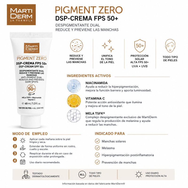 DSP-Crema FPS 50+ despigmentante PIGMENT ZERO 40ml