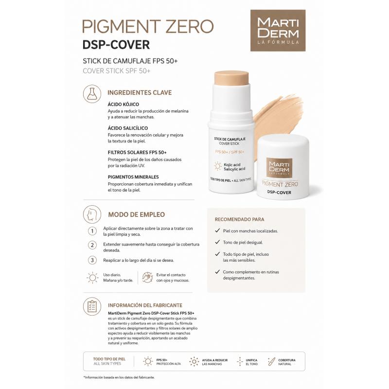DSP Pigment Zero Cover Stick 4 ml | Tratamiento Despigmentante