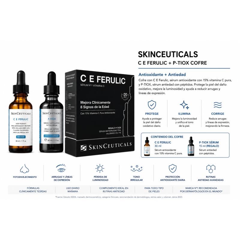 Cofre C E Ferulic + P-TIOX | SkinCeuticals Antioxidante y Antiedad